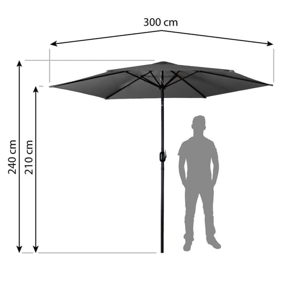 Kokoontaittuva puutarhasateenvarjo 6 segmenttiä 300 cm kannella Plonos PL-884