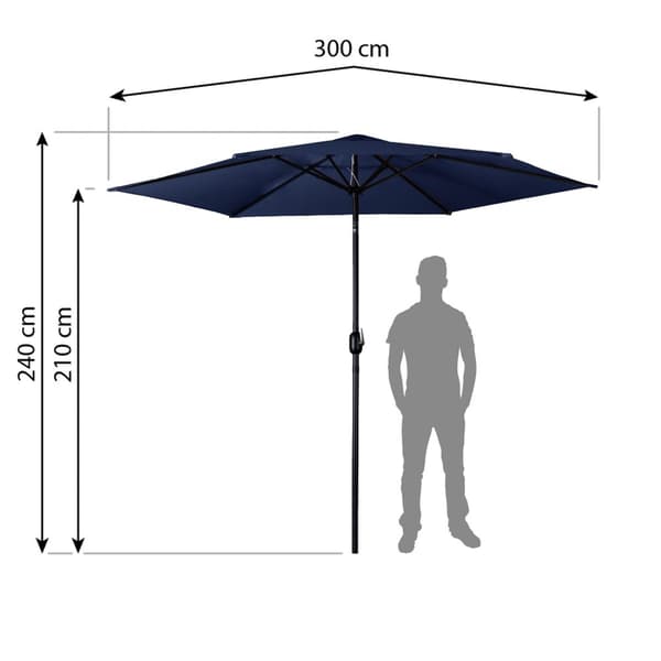 Kokoontaittuva puutarhasateenvarjo 6 segmenttiä 300 cm kannella Plonos PL-884