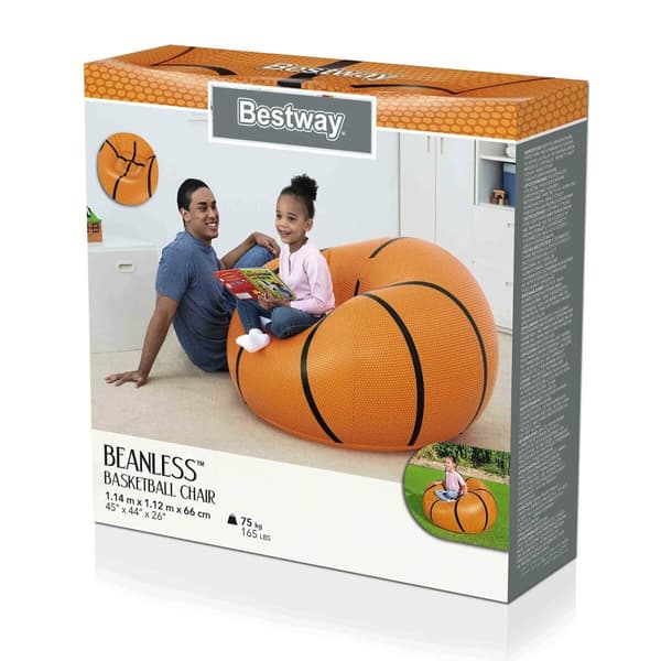 Bestway Stor uppblåsbar stol Basketboll 114x112x66 cm +6 år Inomhus och Trädgård 75103
