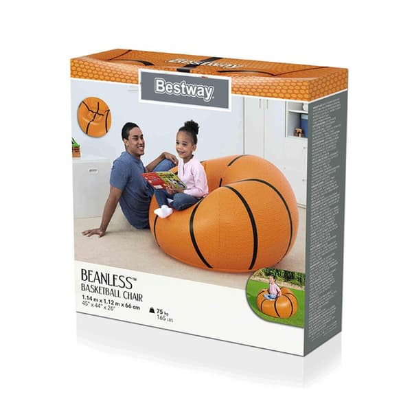 Bestway Stor uppblåsbar stol Basketboll 114x112x66 cm +6 år Inomhus och Trädgård 75103