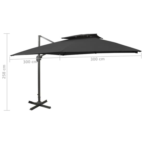 Frihängande trädgårdsparasoll med ventilation 300x300 cm svart