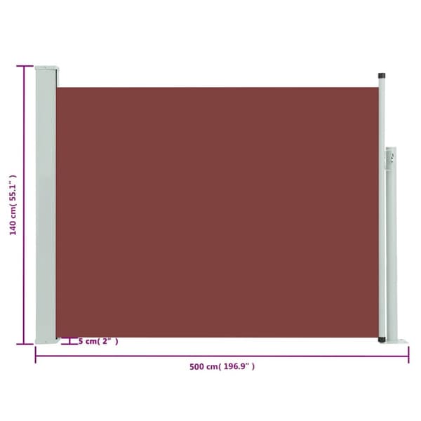 Infällbar sidomarkis 140x500 cm brun