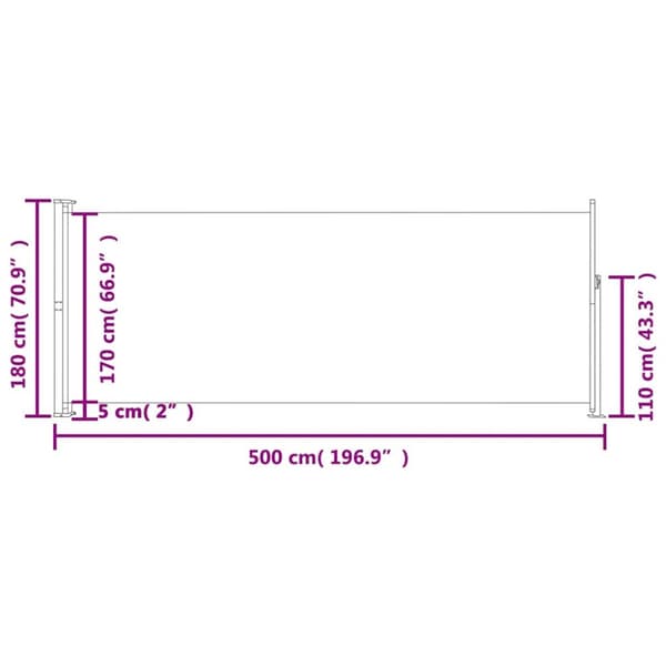 Infällbar sidomarkis 180x500 cm blå