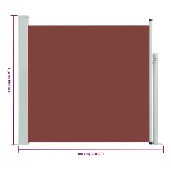 Infällbar sidomarkis 170x300 cm brun