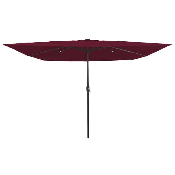 Fyrkantig Trädgårdsparasol med LED-lampor 295x245 cm Bordeauxröd
