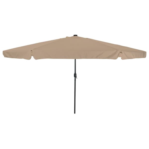 Uteplatsparaply med LED-lampor ø395x245 cm Taupe