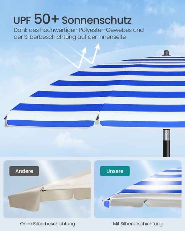Solparasol, SONGMICS GPU0080Q01, 160 cm, Blå