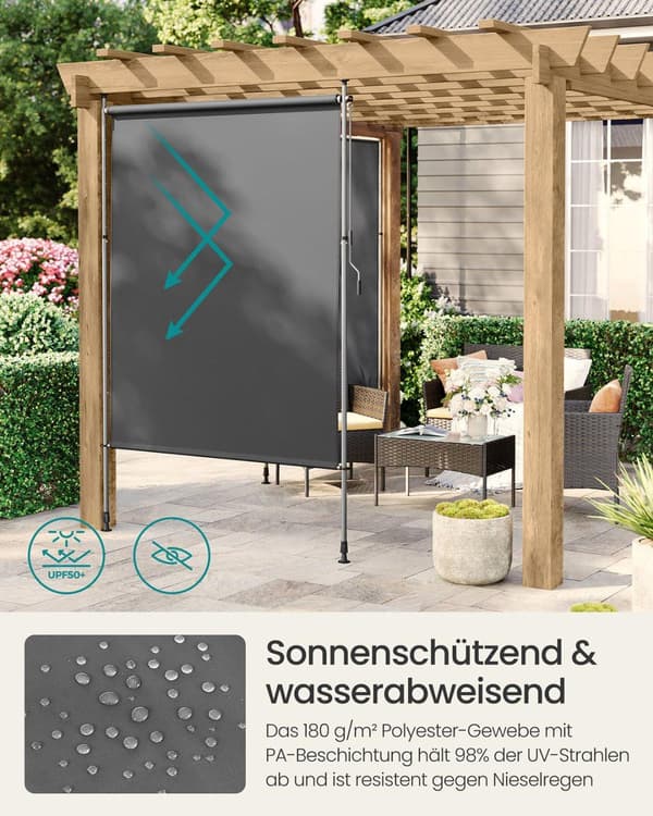 Vertikal markis, SONGMICS GSA0150G01, 150x220-300 cm, antracitgrå