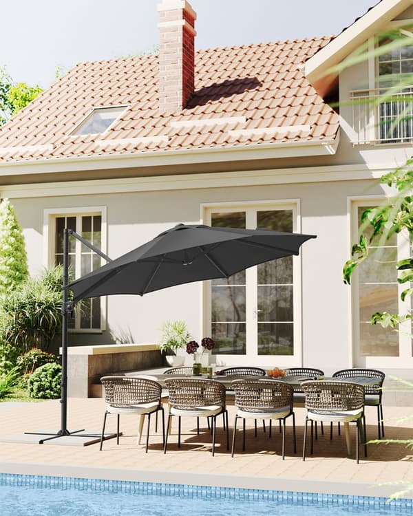 Terrasseparasol, SONGMICS, 300 cm, Grå
