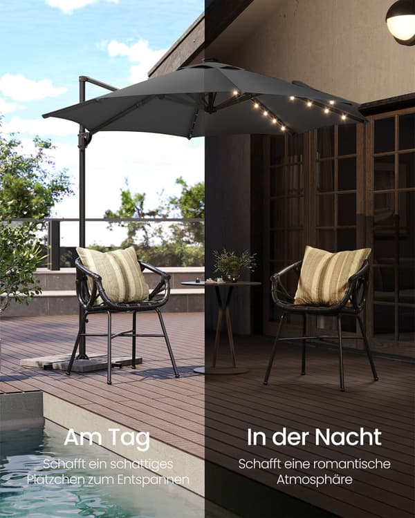 Patio Umbrella, SONGMICS, 300 cm, Harmaa