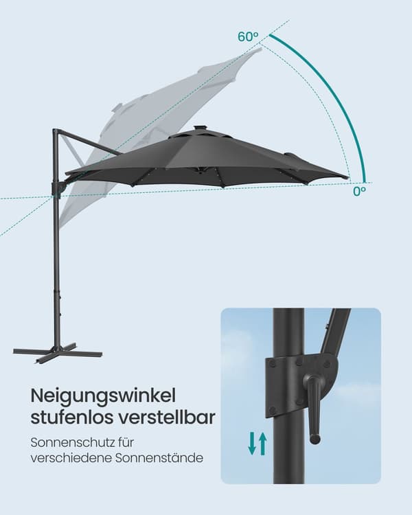 Patio Umbrella, SONGMICS, 300 cm, Harmaa