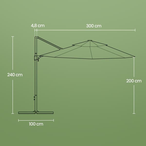 Terrasseparasol, SONGMICS, 300 cm, Duegrå