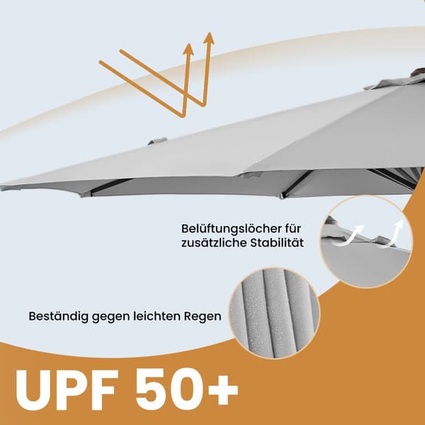 Auringonvarjo, 300 cm, Pigeon Grey