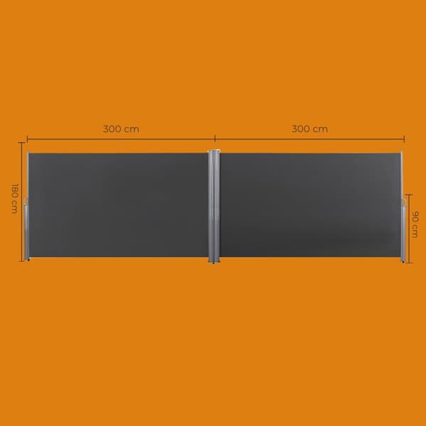 Kaksipuolinen markiisi, 1,8x6 m, antrasiitti