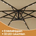 Miniatyrbild 4 av 6: Uteparasoll med LED-solljus, 300 cm, Taupe