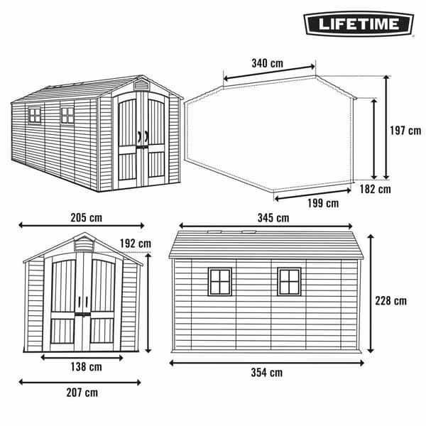 Hytte Lifetime 207 x 228 x 354 cm Grå