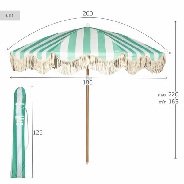 Strandparasoll Aktive 200 x 220 x 200 cm (4 enheter)