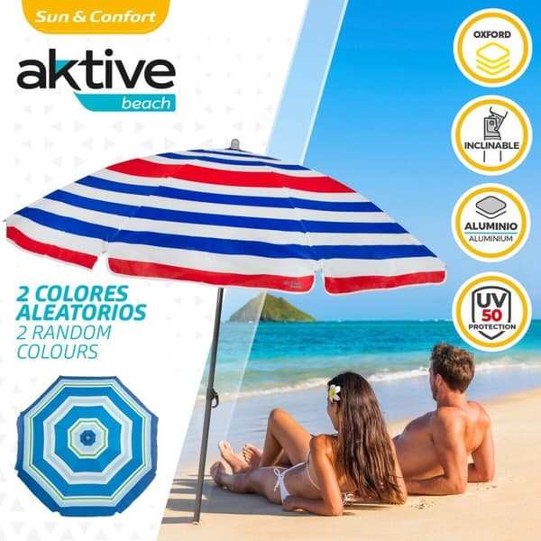 Strandparasoll Aktive Blå Rød Flerfarget Sølv Ø 160 cm 160 x 167 x 160 cm (12 enheter)