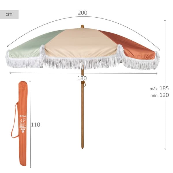 Aurinkovarjo Aktive Ø 200 cm 200 x 185 x 200 cm (4 osaa)