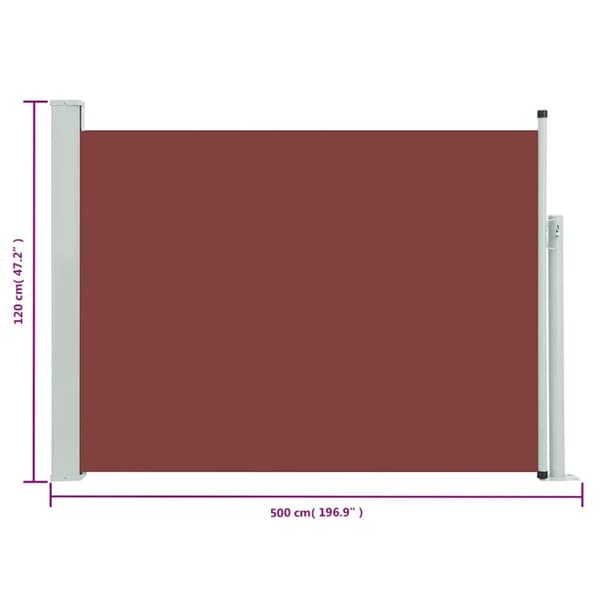 Infällbar sidomarkis 120x500 cm brun