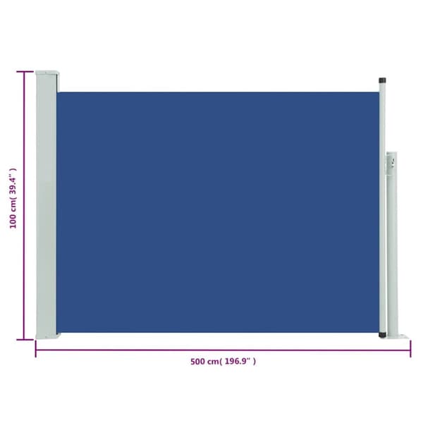 Infällbar sidomarkis 100x500 cm blå