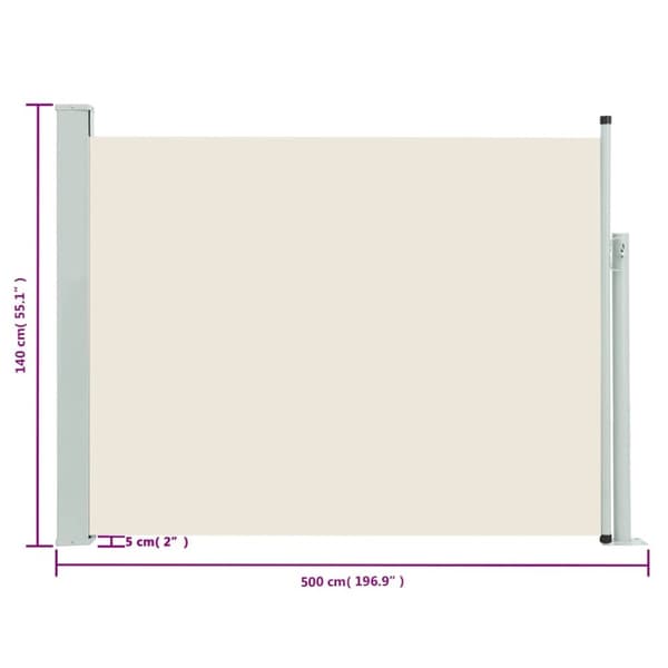 Infällbar sidomarkis 140x500 cm gräddvit