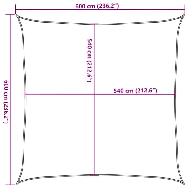 Solsegel 160 g/m² fyrkantig orange 6x6 m HDPE