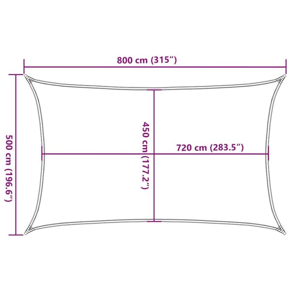 Solsegel 160 g/m² rektangulär blå 5x8 m HDPE
