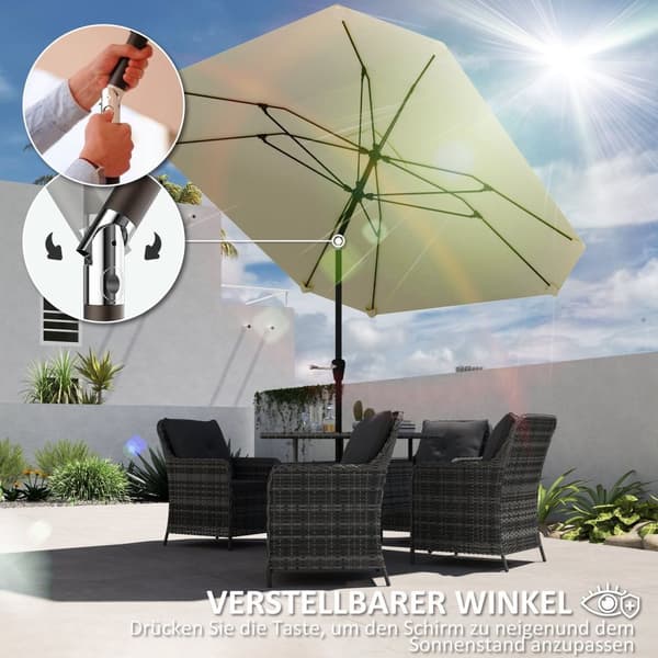 Rootz 2.33m parasolparaply - Terrasse skærm - Solskygge - UV -beskyttelse - 2,33 m x 2,33 m x 2,4 m