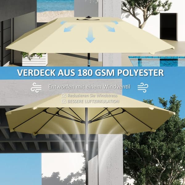 Rootz 2.33m parasolparaply - Terrasse skærm - Solskygge - UV -beskyttelse - 2,33 m x 2,33 m x 2,4 m