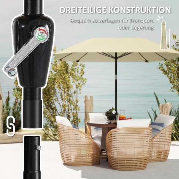 Rootz 2.33m parasolparaply - Terrasse skærm - Solskygge - UV -beskyttelse - 2,33 m x 2,33 m x 2,4 m