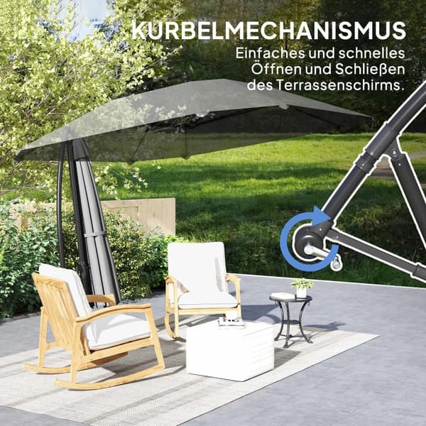 Rootz -alumiini Ø 260 cm: n parasoli - patio sateenvarjo - parveke katos - vedenpitävä kampi - lasikuitu kylkiluut - 304 cm x 260cm x 245 cm