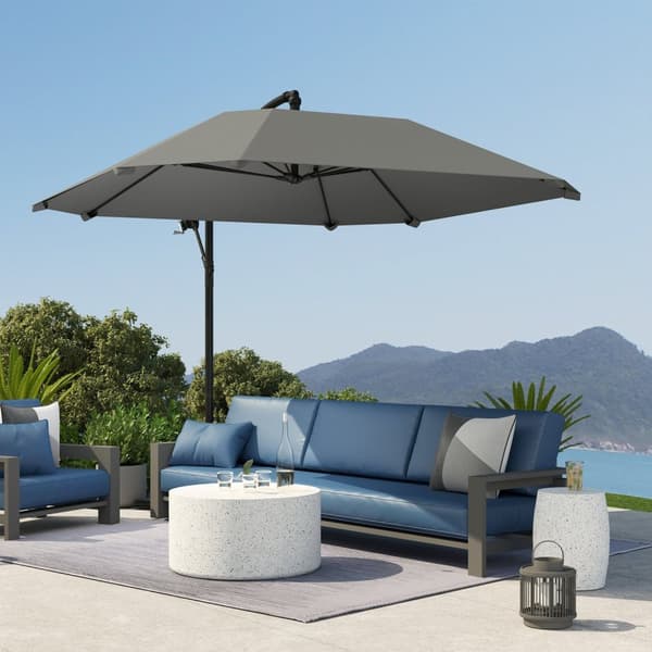 Rootz -alumiini Ø 260 cm: n parasoli - patio sateenvarjo - parveke katos - vedenpitävä kampi - lasikuitu kylkiluut - 304 cm x 260cm x 245 cm
