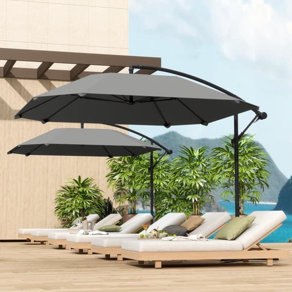 Rootz -alumiini Ø 260 cm: n parasoli - patio sateenvarjo - parveke katos - vedenpitävä kampi - lasikuitu kylkiluut - 304 cm x 260cm x 245 cm