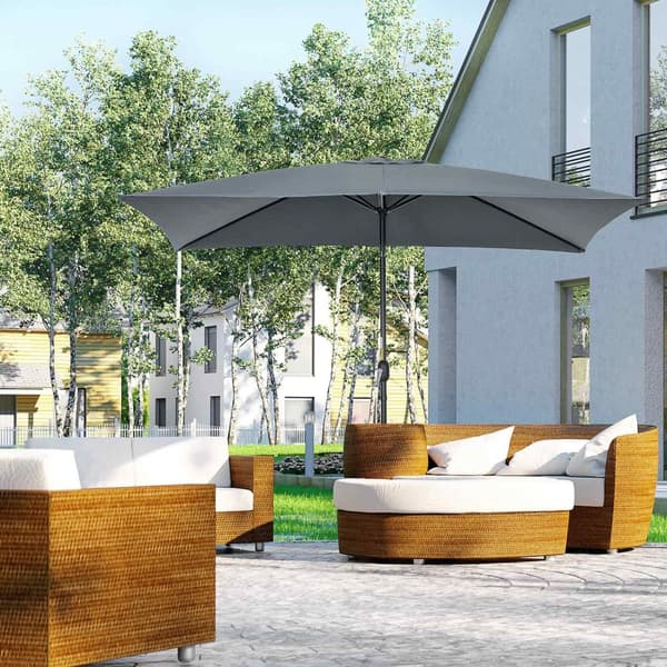 Rootzin alumiini -parasoli - Auringonvarjostin sateenvarjo - kallistettava katos - optimaalinen UV -suojaus - 295 cm x 195cm x 253 cm