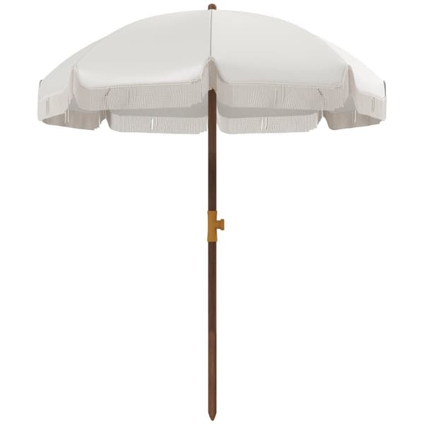 Rootz Beach Sunshield Parasol - Udendørs paraply - UV -beskyttelse - Stilfulde frynser - 8 Robuste ribben - Ø1,9 x 2,1h m