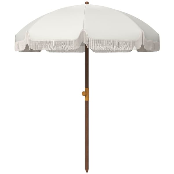 Rootz Beach Sunshield Parasol - Udendørs paraply - UV -beskyttelse - Stilfulde frynser - 8 Robuste ribben - Ø1,9 x 2,1h m