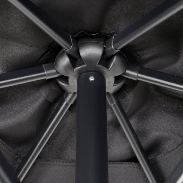 Rootz svart hexagonal parasol - balkong solskade - uteplats paraply - lätt öppen - Ø196 cm x 2,04m