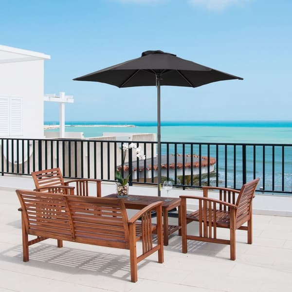 Rootz svart hexagonal parasol - balkong solskade - uteplats paraply - lätt öppen - Ø196 cm x 2,04m