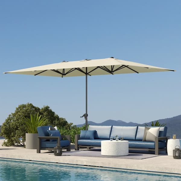 Rootz Kaksipuolinen sateenvarjo - Parasol - Auringonpohja - UPF50+ Protection - 451 cm x 264 cm - alumiinimasto