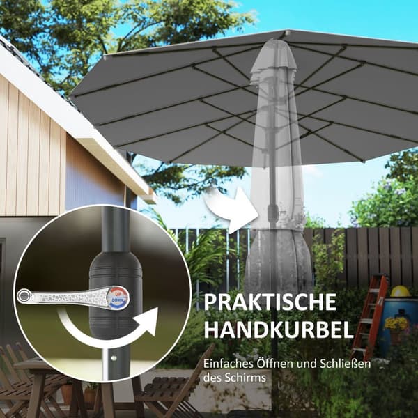 Rootz Double Sunshield Parasol - UV -suojavarjo - Teräs aurinkovarjo - viileys ja stabiilisuus - 436 x 260 cm