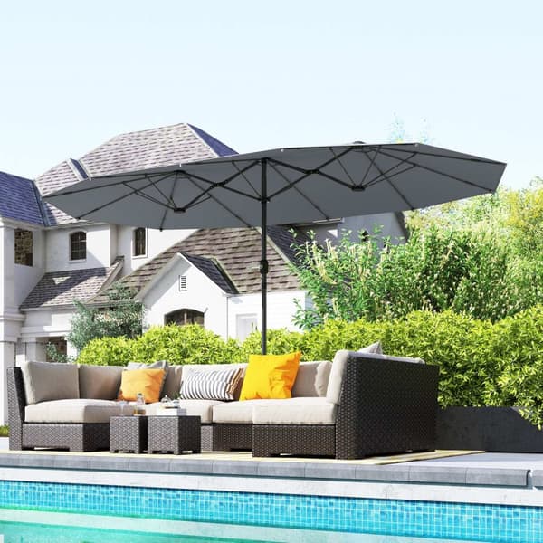 Rootz Double Sunshield Parasol - UV -suojavarjo - Teräs aurinkovarjo - viileys ja stabiilisuus - 436 x 260 cm