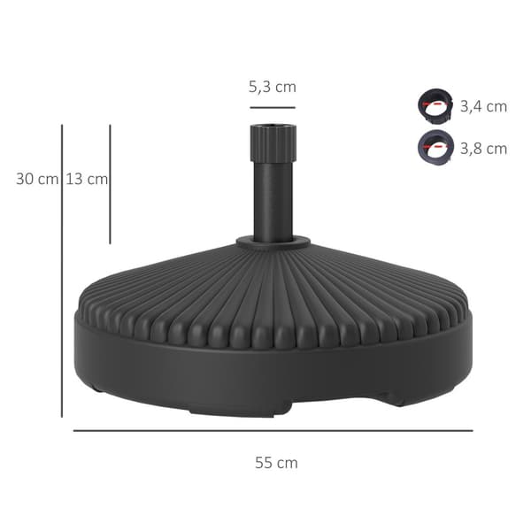 Rootz Fillable Parasol Base - Paraply Stand - Rampant Base - Säker stabilitet - Ø55 x 30H cm