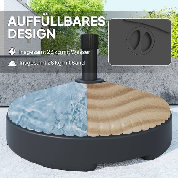 Rootz Fillable Parasol Base - Paraply Stand - Rampant Base - Säker stabilitet - Ø55 x 30H cm