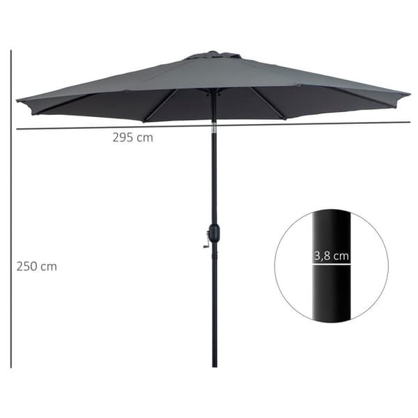 Rootz Garden Parasol - balkongskärm - Solskugga - UV -skydd - Robust design - 295 cm Ø x 250 cm h