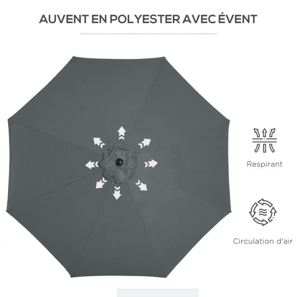 Rootz Garden Parasol - balkongskärm - Solskugga - UV -skydd - Robust design - 295 cm Ø x 250 cm h