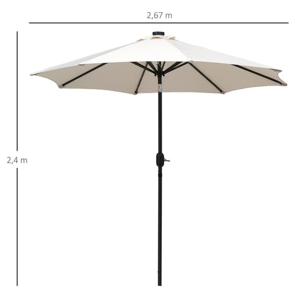 Rootz Garden Parasol - Suora sateenvarjo - kallistettava kahdeksankulmainen sateenvarjo - aurinkoenergian valaistus - 2,7m x 2,4 metriä