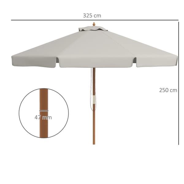 Rootz Garden & Terrace Paraply - Uteplatsparasoler - utomhusskugga - Ventilerat tak - Ø325 cm x 250 cm - Grå