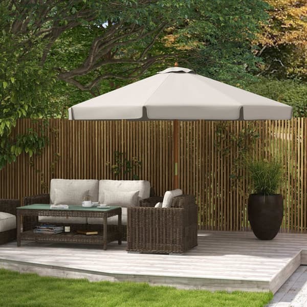 Rootz Garden & Terrace Paraply - Uteplatsparasoler - utomhusskugga - Ventilerat tak - Ø325 cm x 250 cm - Grå