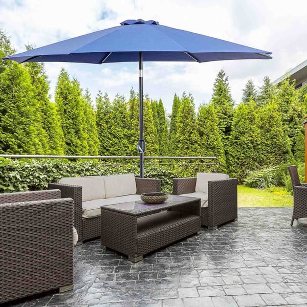 Rootz Garden Screen Straight Parasol - Auringonvarjo - UV -kestävä - Optimaalinen auringonsuoja - Ø 3m x 245 cm, sininen